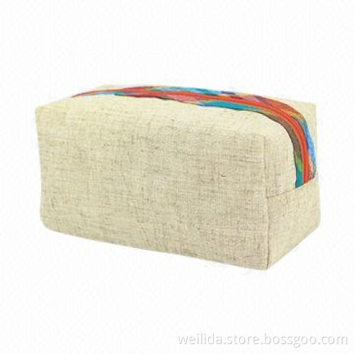Jute Cosmetic Bag with Ripstop Cotton, Sized 17 x 7.5 x 8.5cm
